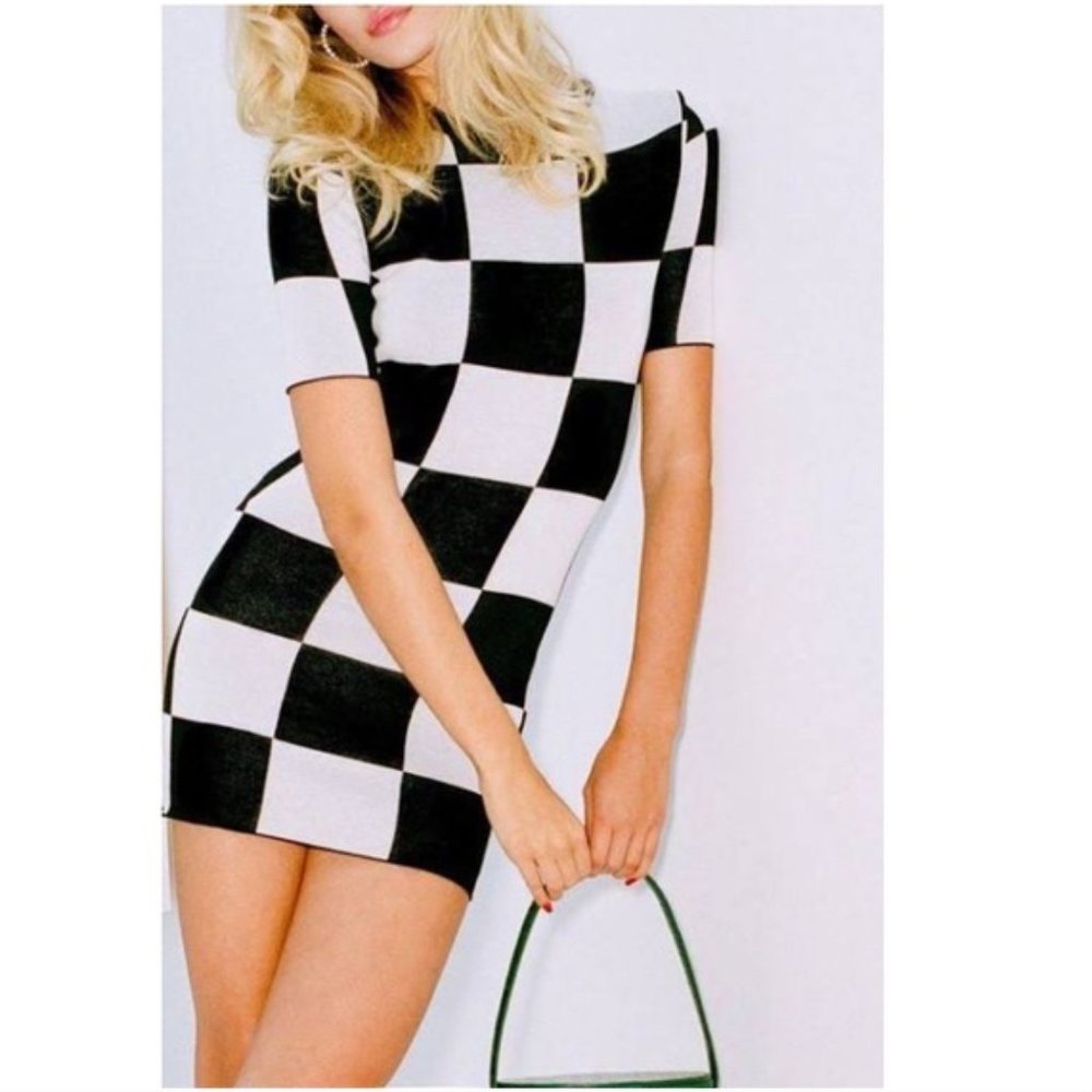 Staud Omar's Checkerboard Knit Dress Size Small